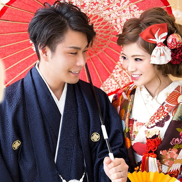 ネイビーの羽織＆長着×グレーの袴