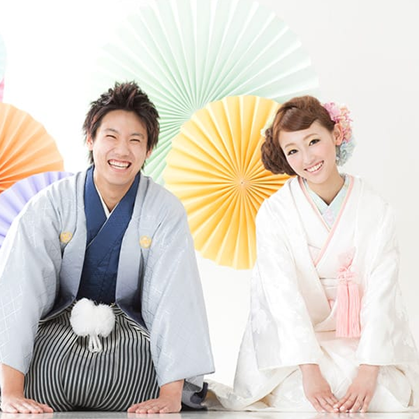 パステルブルーの羽織＆青の長着×グレーの袴